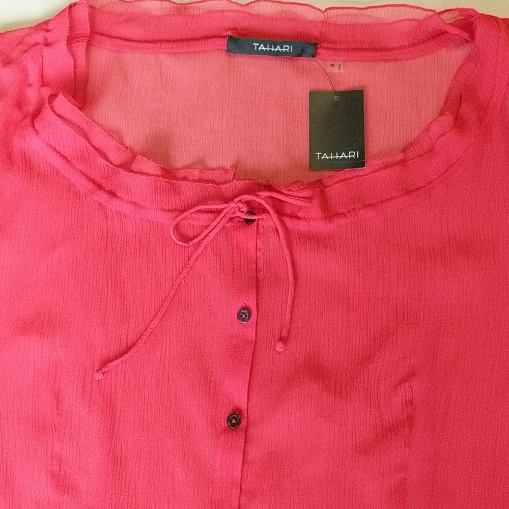 Tahari Sheer Silk Blouse, Size M - Picture 2 of 8
